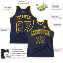 Load image into Gallery viewer, Custom Navy Navy-Gold Authentic Throwback Basketball Jersey
