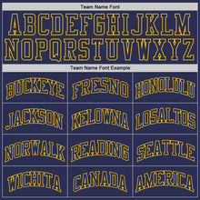 Load image into Gallery viewer, Custom Navy Navy-Gold Authentic Throwback Basketball Jersey
