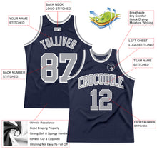 Load image into Gallery viewer, Custom Navy Gray-White Authentic Throwback Basketball Jersey
