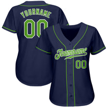 Load image into Gallery viewer, Custom Navy Neon Green-White Authentic Baseball Jersey
