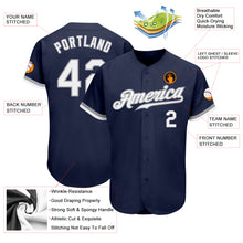 Load image into Gallery viewer, Custom Navy White-Gray Authentic Baseball Jersey
