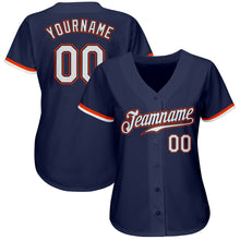 Load image into Gallery viewer, Custom Navy White-Orange Authentic Baseball Jersey
