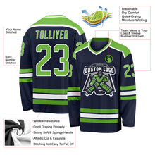 Load image into Gallery viewer, Custom Navy Neon Green-White Hockey Jersey
