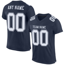 Load image into Gallery viewer, Custom Navy White Mesh Authentic Football Jersey
