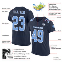 Load image into Gallery viewer, Custom Navy Light Blue-White Mesh Authentic Football Jersey
