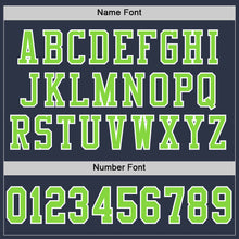Load image into Gallery viewer, Custom Navy Neon Green-White Mesh Authentic Football Jersey
