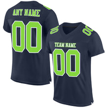 Load image into Gallery viewer, Custom Navy Neon Green-White Mesh Authentic Football Jersey
