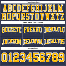 Load image into Gallery viewer, Custom Stitched Navy Gold-White Football Pullover Sweatshirt Hoodie
