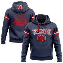 Load image into Gallery viewer, Custom Stitched Navy Red-White Football Pullover Sweatshirt Hoodie
