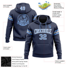 Load image into Gallery viewer, Custom Stitched Navy Light Blue-White Football Pullover Sweatshirt Hoodie
