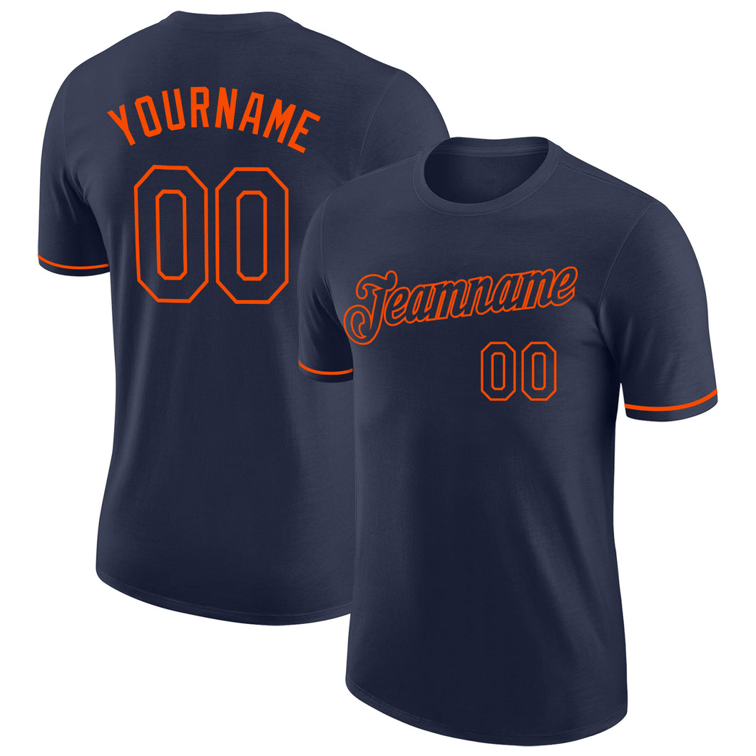 Custom Navy Navy-Orange Performance T-Shirt