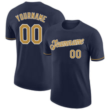 Load image into Gallery viewer, Custom Navy Old Gold-White Performance T-Shirt

