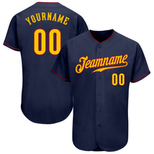Load image into Gallery viewer, Custom Navy Gold-Crimson Authentic Baseball Jersey

