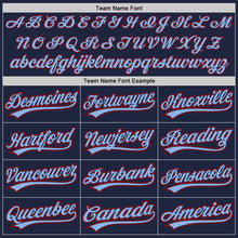 Load image into Gallery viewer, Custom Navy Red-Light Blue Authentic Baseball Jersey
