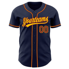 Load image into Gallery viewer, Custom Navy Crimson-Gold Authentic Baseball Jersey
