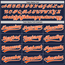Load image into Gallery viewer, Custom Navy Orange-White Authentic Baseball Jersey
