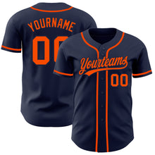 Load image into Gallery viewer, Custom Navy Orange-Navy Authentic Baseball Jersey
