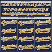 Load image into Gallery viewer, Custom Navy Old Gold-White Authentic Baseball Jersey
