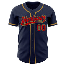 Load image into Gallery viewer, Custom Navy Red-Old Gold Authentic Baseball Jersey
