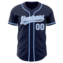 Load image into Gallery viewer, Custom Navy Light Blue-White Authentic Baseball Jersey

