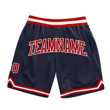 Load image into Gallery viewer, Custom Navy Red-White Authentic Throwback Basketball Shorts
