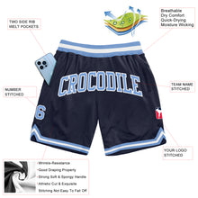 Load image into Gallery viewer, Custom Navy Light Blue-White Authentic Throwback Basketball Shorts
