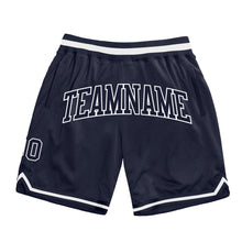 Load image into Gallery viewer, Custom Navy Navy-White Authentic Throwback Basketball Shorts
