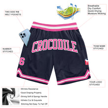 Load image into Gallery viewer, Custom Navy Pink-White Authentic Throwback Basketball Shorts
