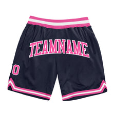 Load image into Gallery viewer, Custom Navy Pink-White Authentic Throwback Basketball Shorts
