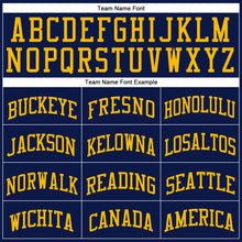 Load image into Gallery viewer, Custom Navy Gold Authentic Throwback Basketball Jersey
