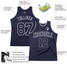 Load image into Gallery viewer, Custom Navy Navy-Gray Authentic Throwback Basketball Jersey
