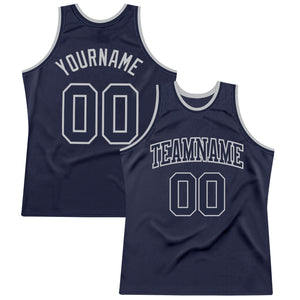 Custom Navy Navy-Gray Authentic Throwback Basketball Jersey