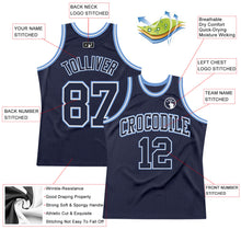 Load image into Gallery viewer, Custom Navy Navy-Light Blue Authentic Throwback Basketball Jersey
