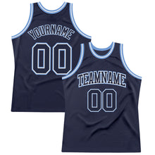 Load image into Gallery viewer, Custom Navy Navy-Light Blue Authentic Throwback Basketball Jersey
