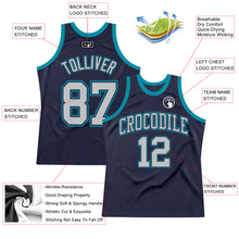 Load image into Gallery viewer, Custom Navy Gray-Teal Authentic Throwback Basketball Jersey
