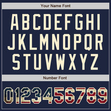 Load image into Gallery viewer, Custom Navy White Pinstripe Vintage USA Flag-Cream Authentic Baseball Jersey
