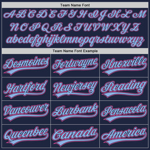 Custom Navy Light Blue Pinstripe Pink Authentic Baseball Jersey