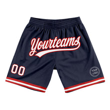 Load image into Gallery viewer, Custom Navy White-Red Authentic Throwback Basketball Shorts
