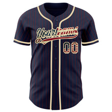Load image into Gallery viewer, Custom Navy Red Pinstripe Vintage USA Flag-City Cream Authentic Baseball Jersey
