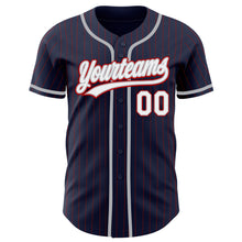Load image into Gallery viewer, Custom Navy Red Pinstripe White-Gray Authentic Baseball Jersey
