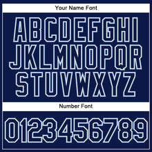 Load image into Gallery viewer, Custom Navy White Pinstripe Light Blue Authentic Baseball Jersey
