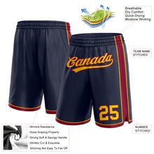 Load image into Gallery viewer, Custom Navy Yellow-Maroon Authentic Basketball Shorts

