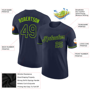 Custom Navy Neon Green Performance T-Shirt