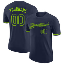 Load image into Gallery viewer, Custom Navy Neon Green Performance T-Shirt
