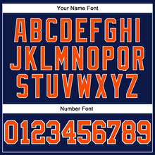 Load image into Gallery viewer, Custom Navy Orange-White Authentic Throwback Basketball Jersey
