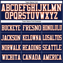 Load image into Gallery viewer, Custom Navy White-Orange Mesh Authentic Football Jersey
