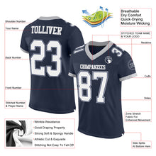 Load image into Gallery viewer, Custom Navy White-Gray Mesh Authentic Football Jersey
