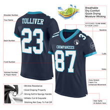 Load image into Gallery viewer, Custom Navy White-Panther Blue Mesh Authentic Football Jersey
