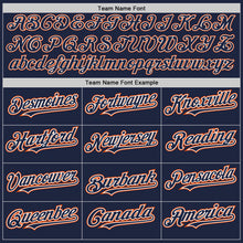 Load image into Gallery viewer, Custom Navy Orange-White Authentic Baseball Jersey
