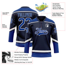 Load image into Gallery viewer, Custom Navy Royal-White Hockey Lace Neck Jersey
